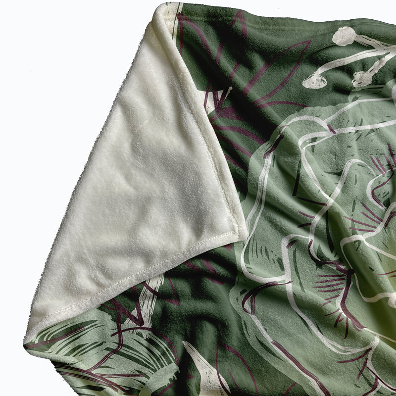 Throw Blanket, 50" L x 60" W, Herb Green (Green/Purple)