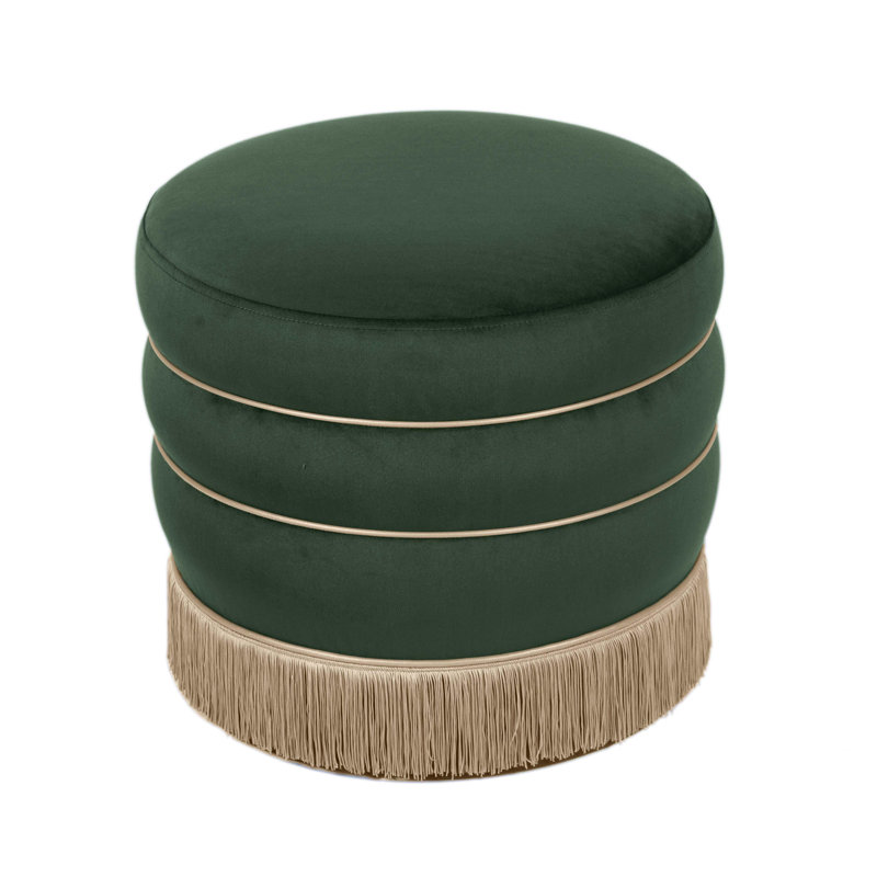 Velvet Ottoman, Green Velvet