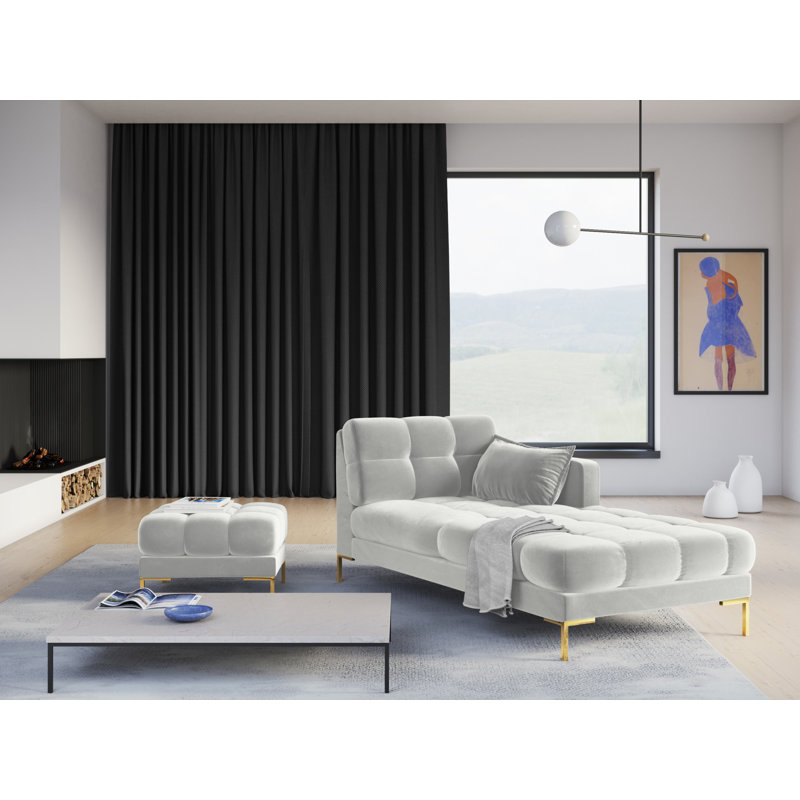 Adoraim Upholstered Chaise Lounge, Right-Arm Chaise, Silver, Gold