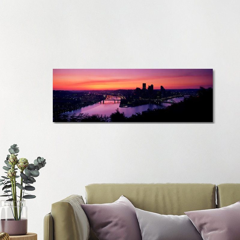 Pittsburgh PA - Wrapped Canvas Panoramic Print, 121.92 cm H x 40.64 cm W x 3.175 cm D