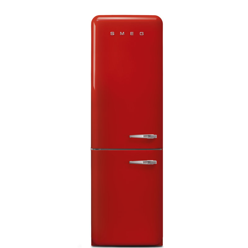 SMEG 50s Style 24" Bottom Freezer 12.8 cu. ft. Energy Star Refrigerator, Red, Left
