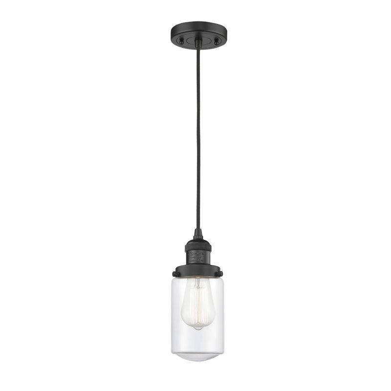 Luminaire suspendu 1 lumières scolaire single Saroyan, Transparent, Noir mat, Ampoule non incluse