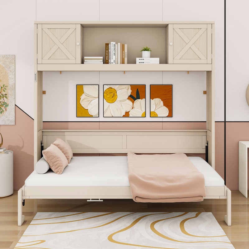 Lit escamotable double avec armoires de rangement