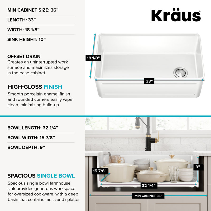 Évier de cuisine à simple cuve réversible KRAUS Turino