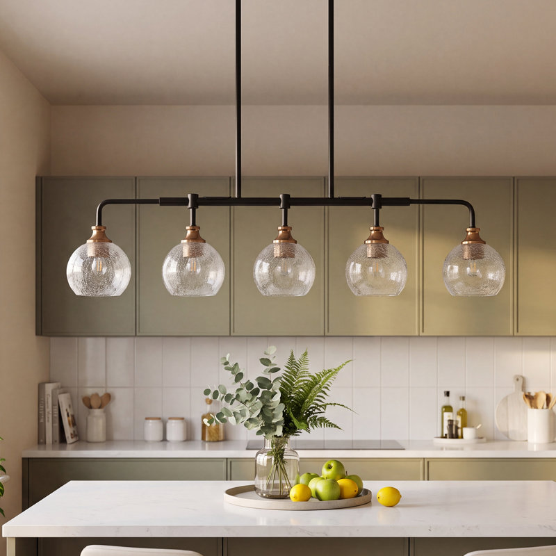 Éclairage pour îlot de cuisine 5 lumières de 39 po de largeur avec hauteur réglable
