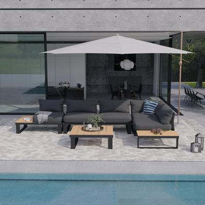 Ireona 5 - Person Modular Patio Conversation Set with Cushions