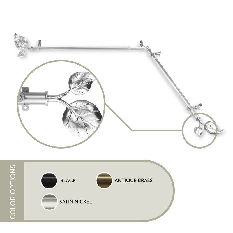 Tringle à rideaux simple pour fenêtre de coin 0,75 po Bertold, 28 po à 48 po, Nickel satiné