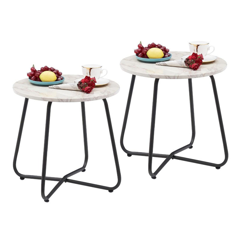 Jasenski End Table Set, White Top/Black Base
