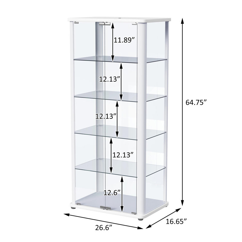 5-shelf Display Curio Cabinet with LED Lighting White