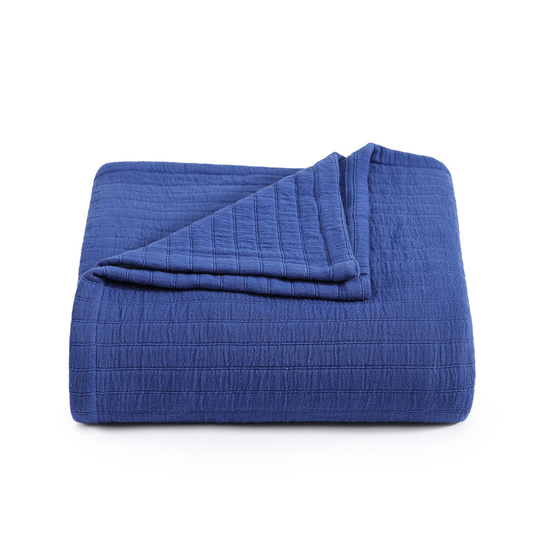 Couverture en coton Tommy Hilfiger Essential Weave, Bleu, Très grand lit