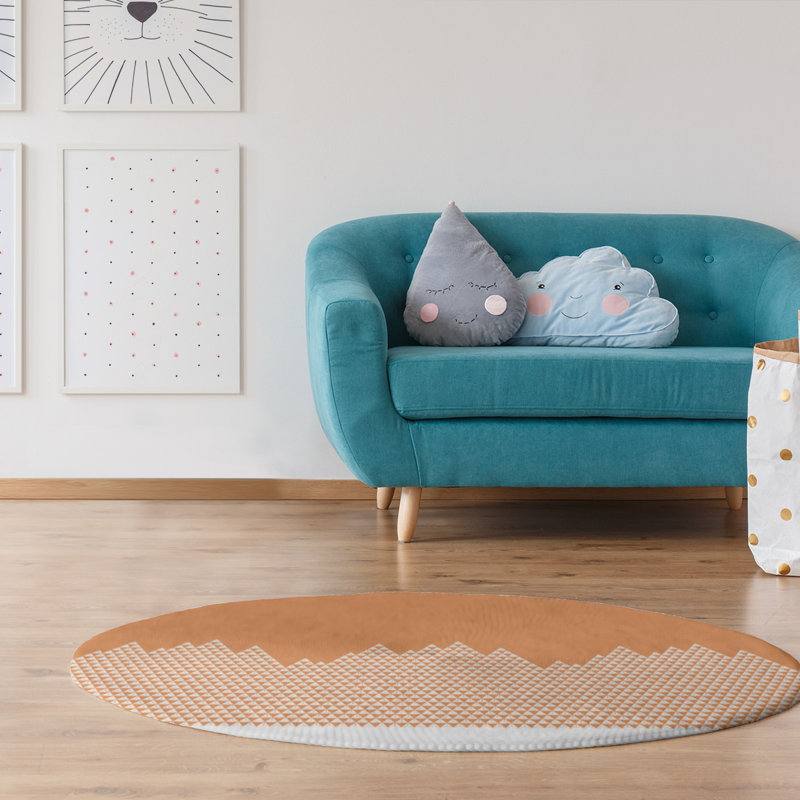 Chenille Geometric Indoor Rug, Round 5'