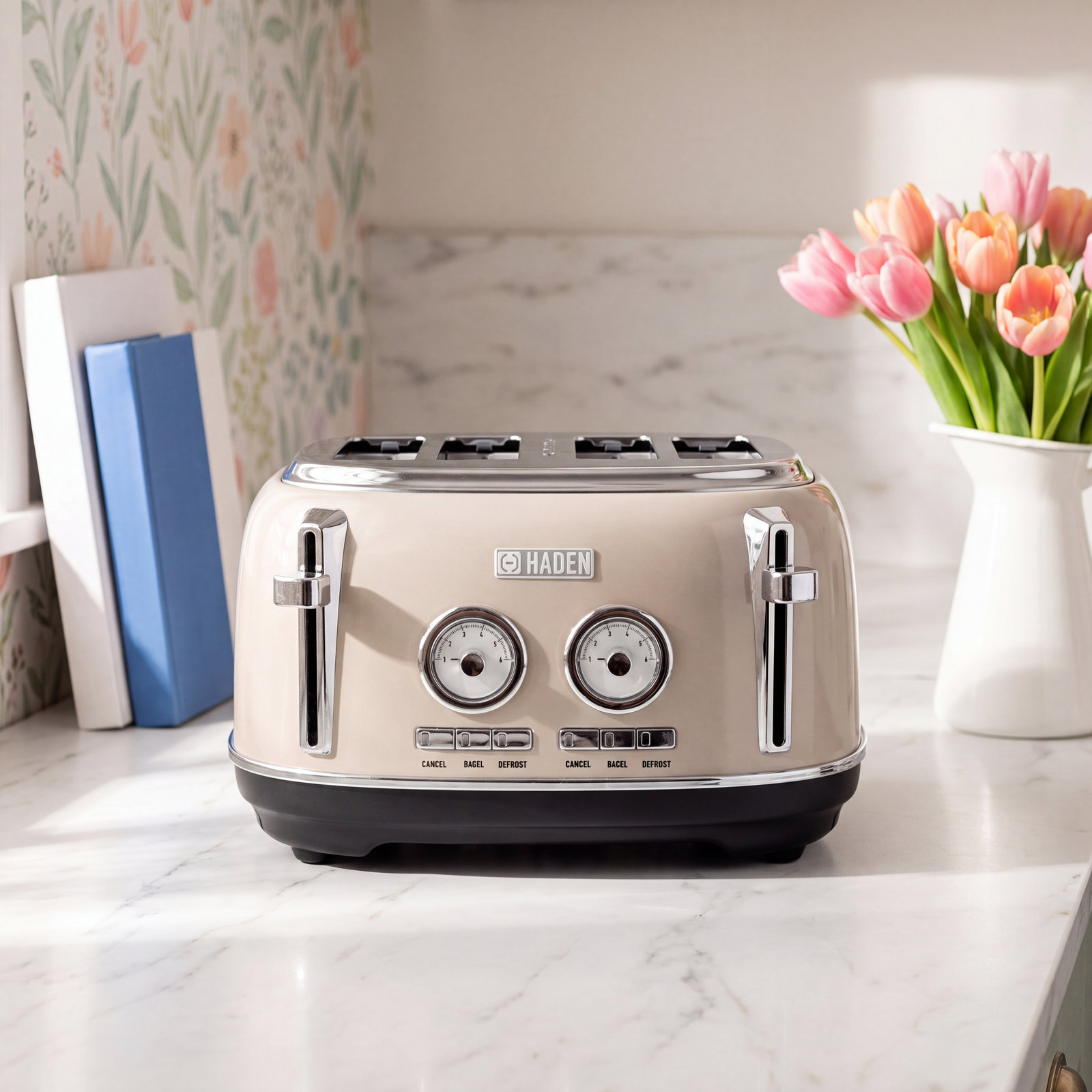 HADEN Dorset 4-Slice Wide Slot Toaster, Putty