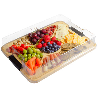 Flip, Serve & Store Rectangle Reversible Bamboo Charcuterie Board with Locking Lid