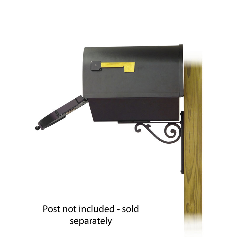 Berkshire Aluminum Post Mounted Mailbox, Black, 9" H x 26" W x 20.75" D