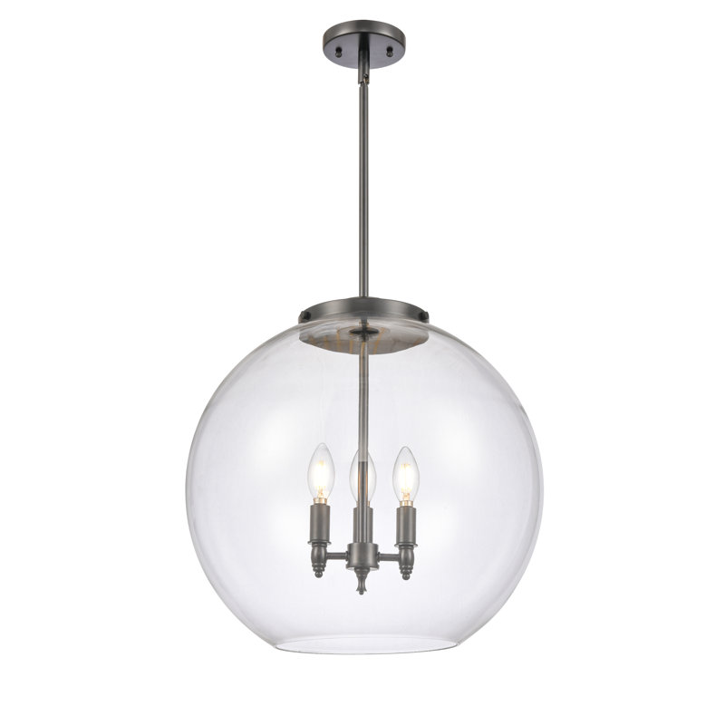 Luminaire suspendu sphère 3 lumières Ralph, H 18,38 po x l 17,75 po x P 17,75 po, Clair, Noir mat