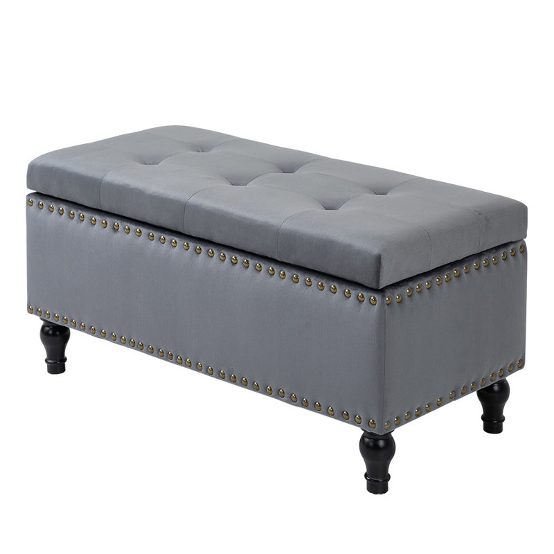 Banc de rangement à couvercle rabattable Iacobus, gris