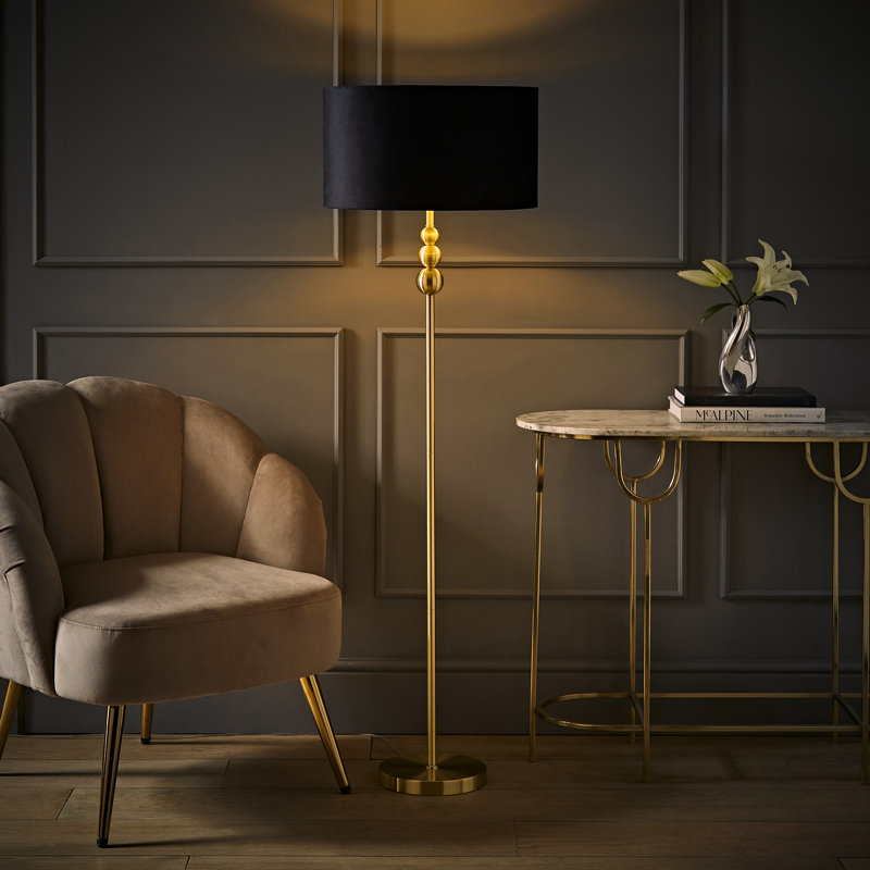 Aaiza 145cm Traditional Floor Lamp, Matte, No, Black/Gold