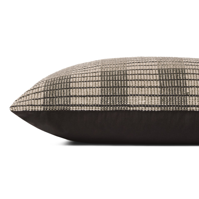 Ivory and Black 13" x 21" Cotton Polyester Accent Pillow