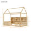 Lit simple avec lumière DEL et rangement, conception en bois avec garde-corps pour personnes, finition naturelle-170797133