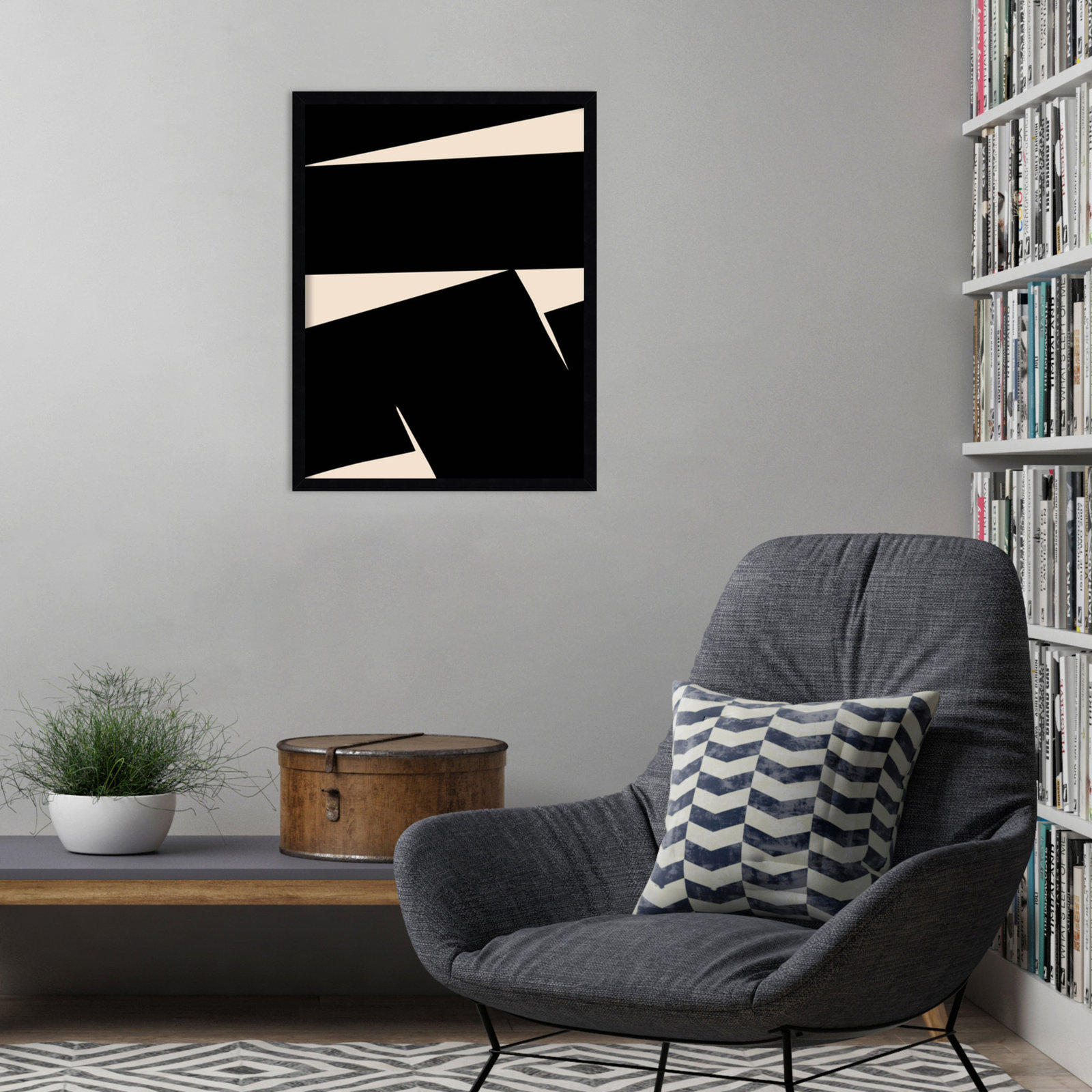 Black Plain Abstract Print by Little Dean, 25" H x 19" W, Black