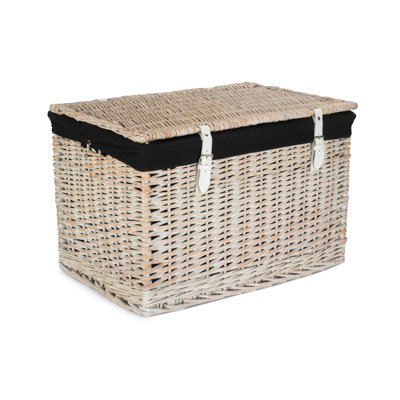 Fleur De Lis Living 24" Wicker Chest Hamper Basket with Lining