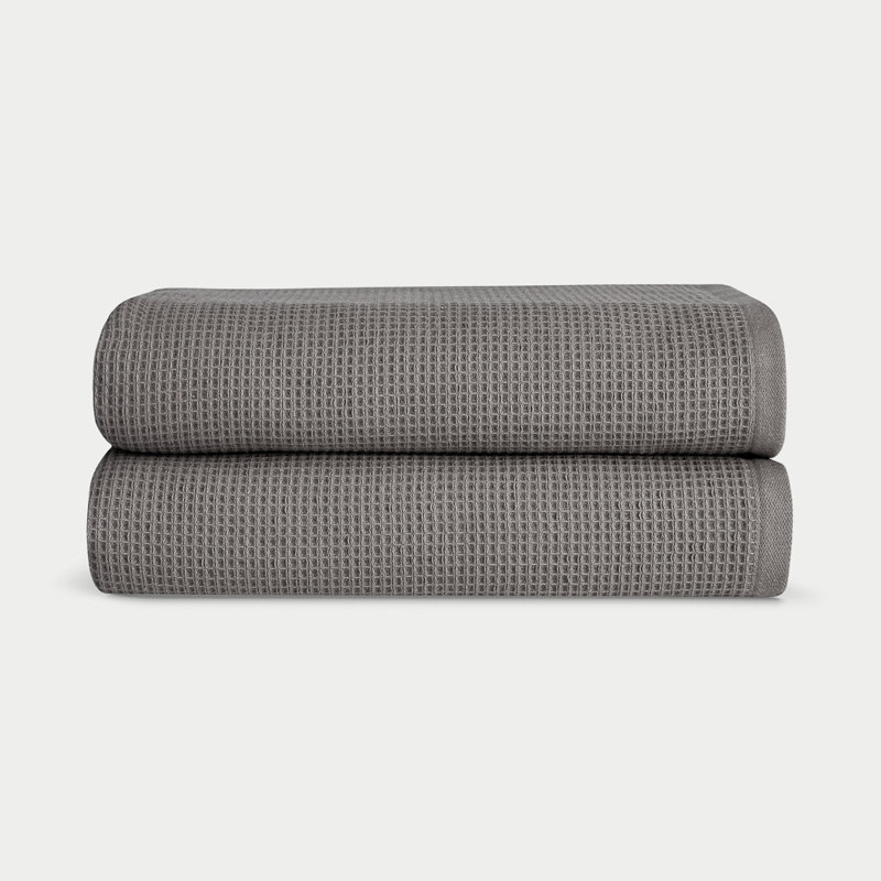 Waffle Bath Towels, Dark Gray