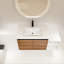 Meuble-lavabo mural avec lavabo en résine, une tablette et deux portes à fermeture en douceur-1254599990