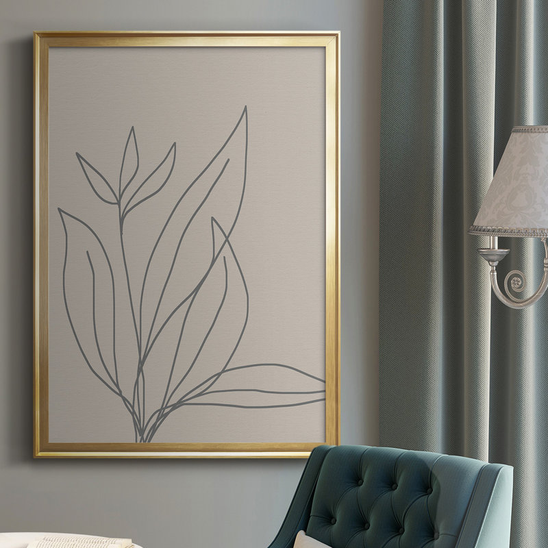 «Neutral Lines I», reproduction encadrée de qualité supérieure - prête à être accrochée, Encadrement doré