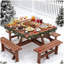 Table de pique-nique carrée pour 8 personnes avec trou pour parasol