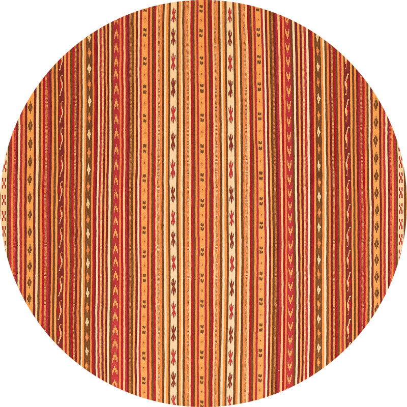 Tapis orange tissé à la machine Shearon Southwestern, Rond 4 pi