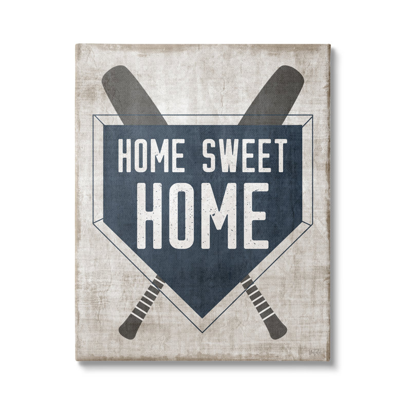 «Rustic Sweet Home Baseball Bats and Base Plate» par Natalie Carpentieri - cadre flottant, impression sur toile, Toile tendue