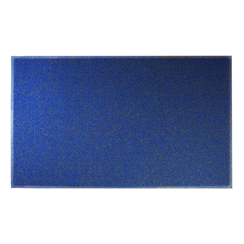 Tapis de porte d'extérieur antidérapant Krystiana, L 36 po x L 60 po, Bleu / Argent