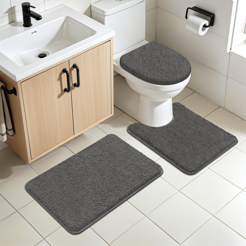 Bathroom Rugs Set, Gray