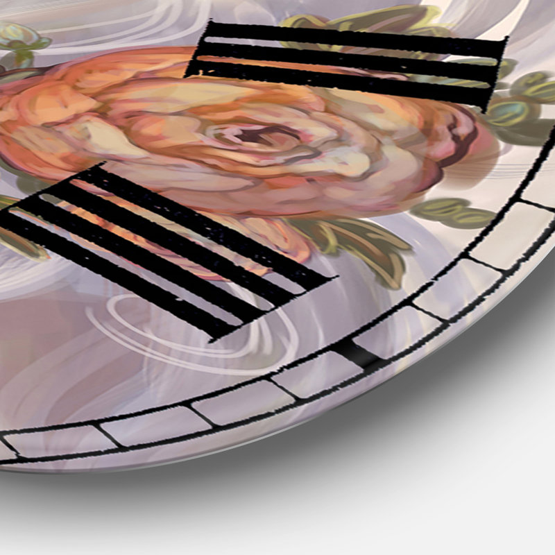 Fantaisie fille aux cheveux blancs et fleurs oranges - Horloge murale surdimensionnée, Surdimensionné