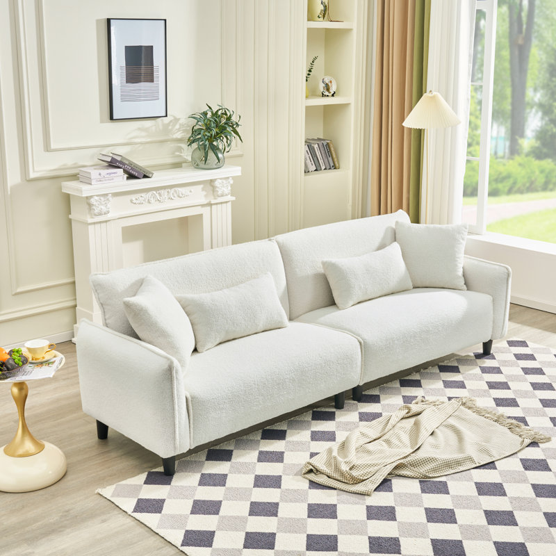 97"Teddy Velvet Sofa, White
