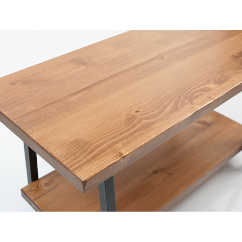Table basse rustique en bois massif de 39 po avec tablette de salon, 20 po x 21 po, noyer, 39 po 20 po 21 po, finition couleur noyer
