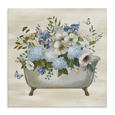 Full Hydrangea Bathtub Canvas Wall Art by Nan