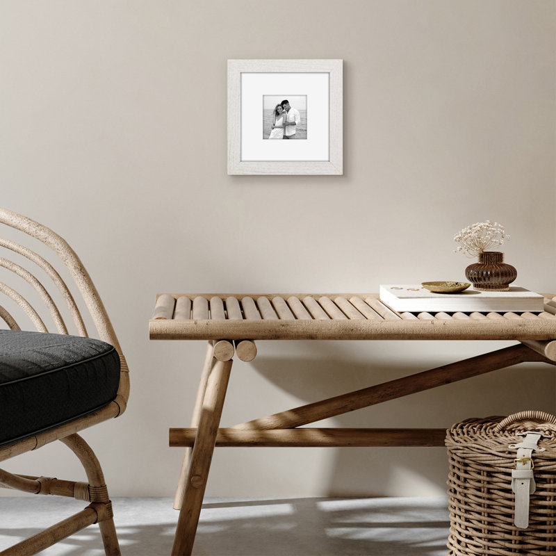 White 8x8 Wide Molding Picture Frame with Mat