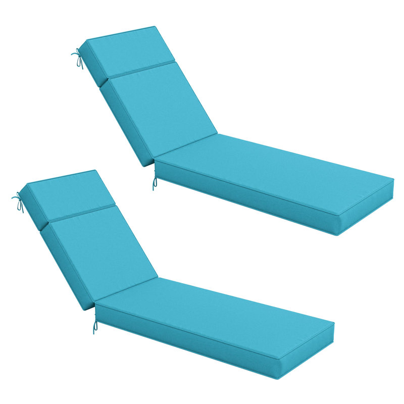 Wynee Outdoor 4'' Chaise Lounge Cushion, Lake Blue, 20.8" W x 71.75" D