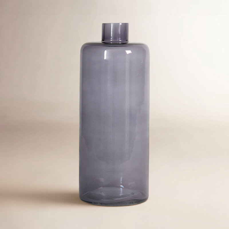Vase de table en verre 10 "Serena, Gris, H 10 po x l 4 po x P 4 po