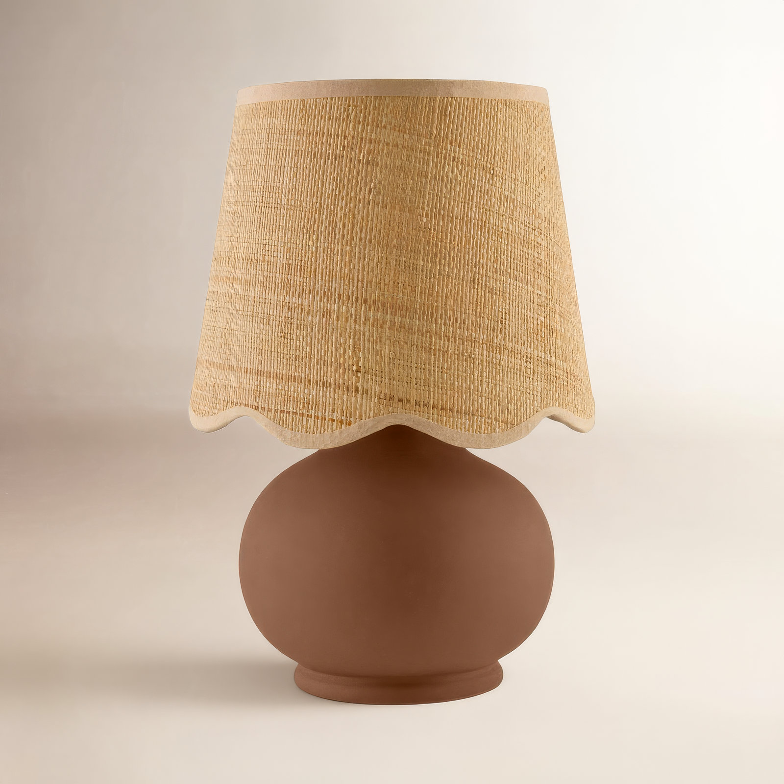 Momsen Scallop Shade Matte Lamp, Brown, Natural, 13"H x 8"W x 8"D