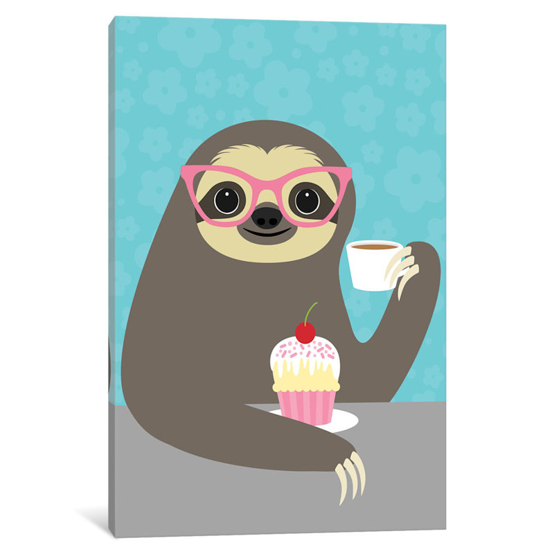 «Diva Sloth», reproduction sur toile tendue, H 12 po x l 8 po x P 0,75 po, Toile tendue, Pas de tapis