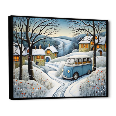 Hippie Van Charm In Winter I - Car / Van, reproduction d'art sur toile