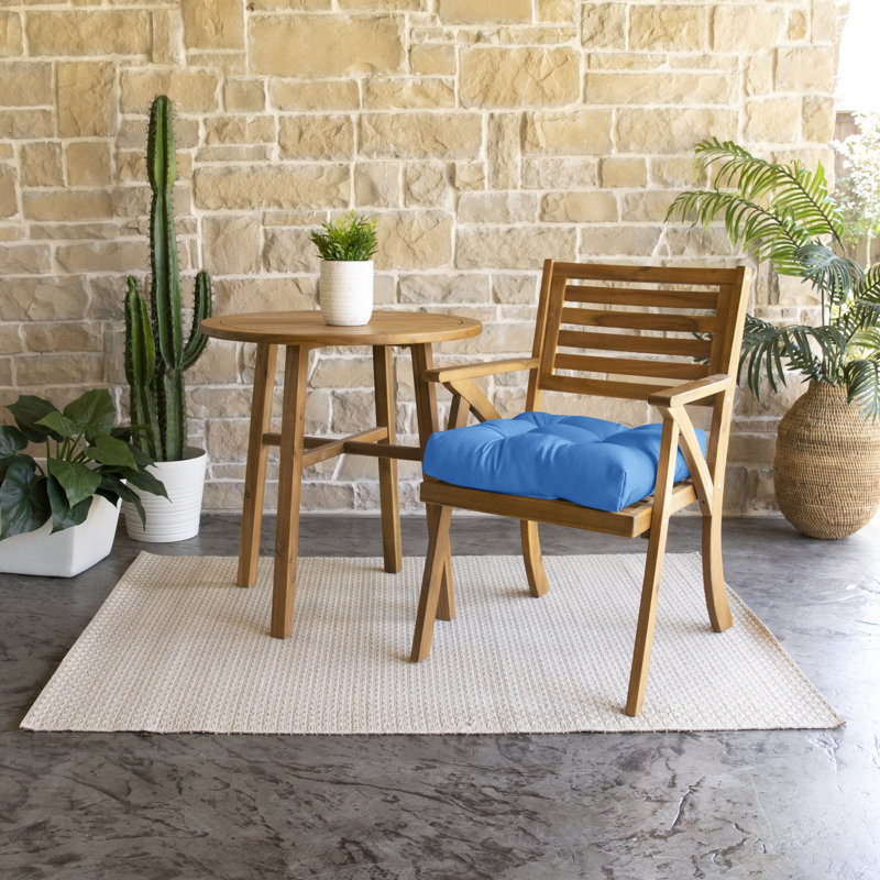 Tufted Outdoor Sunbrella Seat Cushion, 19" W, Fresco Blue
