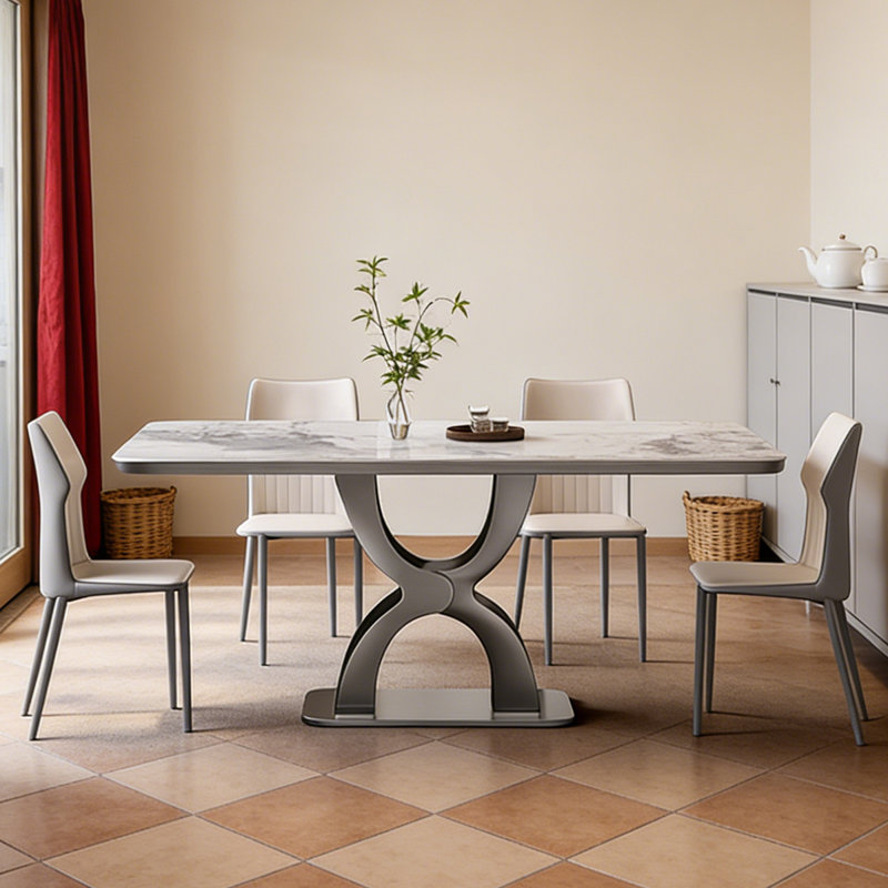 Table de salle à manger de style minimaliste italien, 29.53" H x 62.99" W x 31.5" D, 5 pièces: table, 4 chaises
