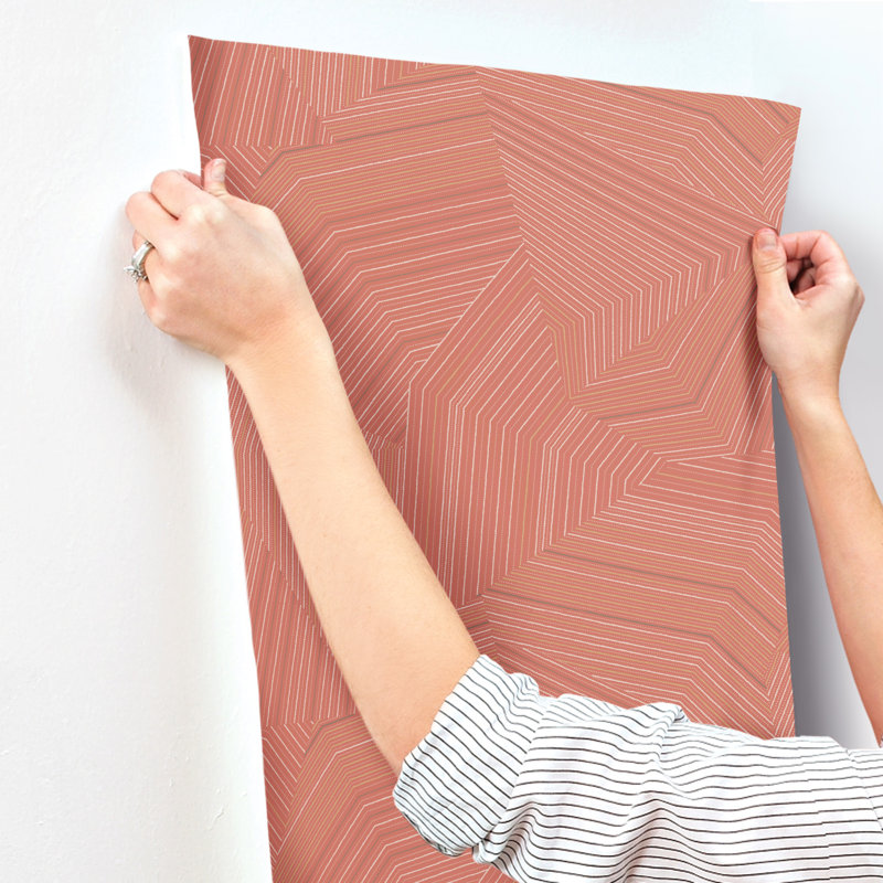 Geometric Metallic Wallpaper Roll, Desert Red