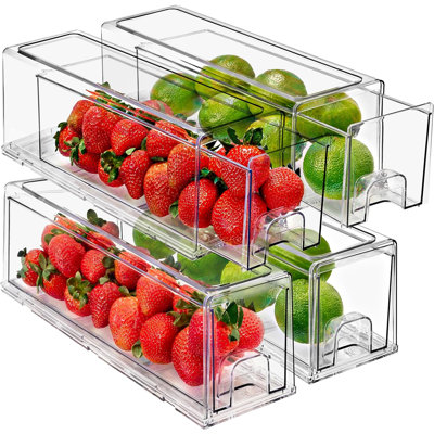  Ensemble de 4 petits tiroirs de rangement et de rangement empilables et transparents