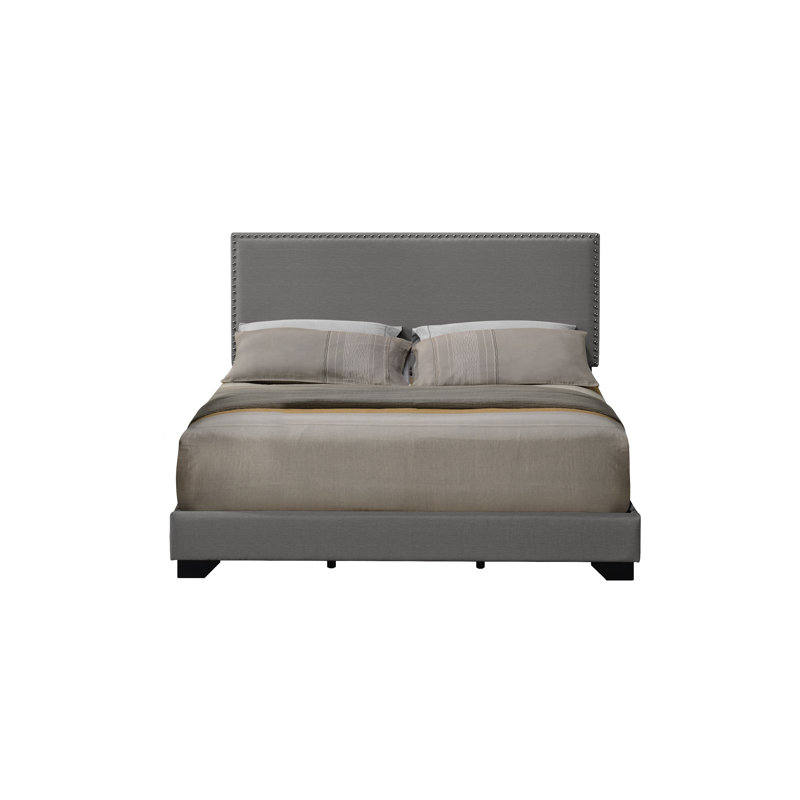 Grand lit en tissu gris clair Leandros