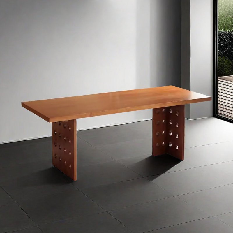 Table de salle à manger rectangulaire en bois massif brun, H 29,53 po x L 62,99 po x l 31,50 po