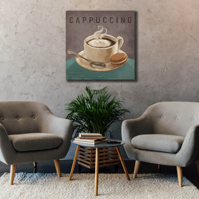 Art mural sur toile Winston Porter «Coffee And Co 1 Teal and Gray» par Janelle Penner